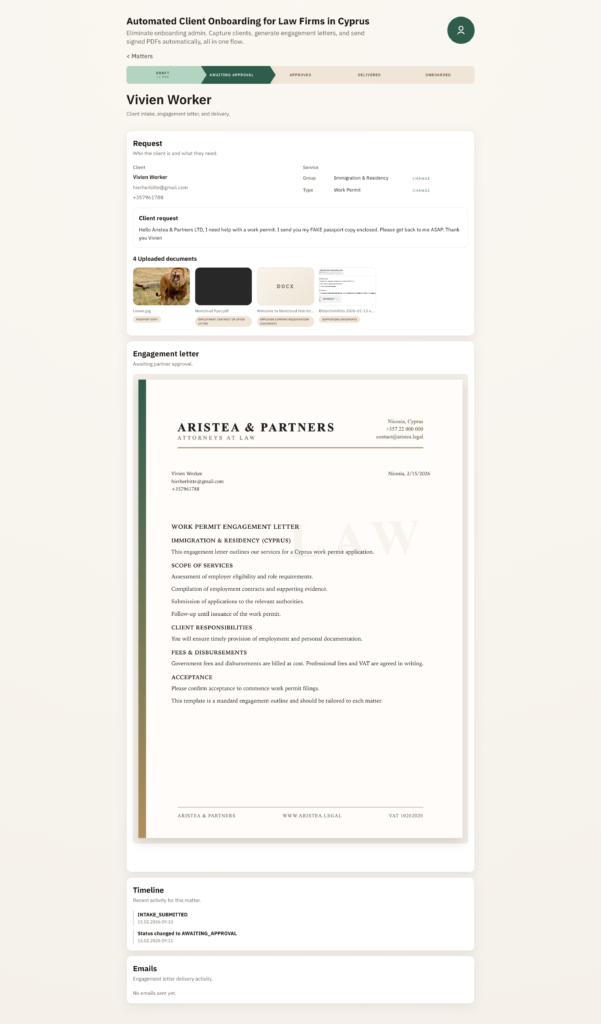 Automate the Client Intake Process for your Cyprus Law firm